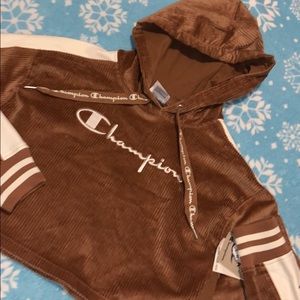 NWT Champion Corduroy Cropped Hoodie
